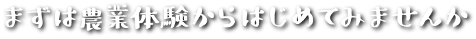 まずは農業体験からはじめてみませんか